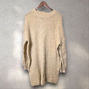 L - NWT Listicle Oatmeal Ribbed Fuzzy Sweater Midi Dress